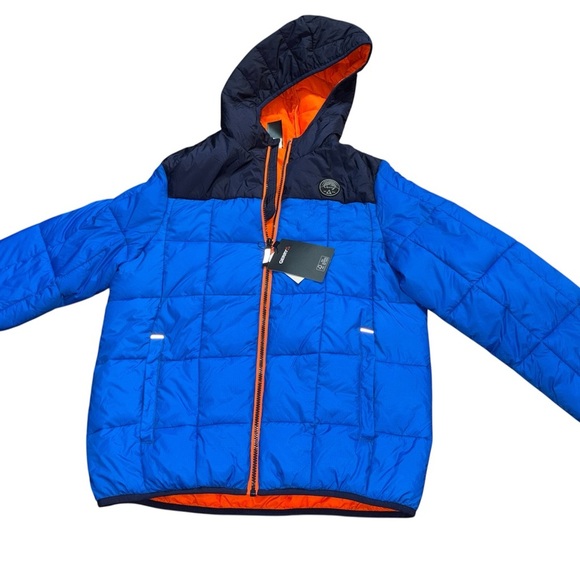 Kids Blue and Black Puffer Jacket - Picture 5 of 9